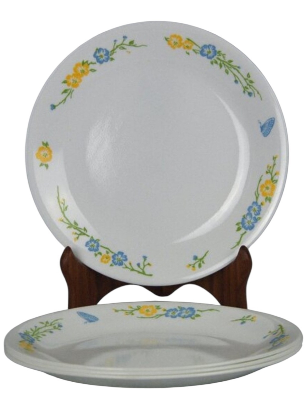 Vintage Corelle "Flirtation" Floral Butterfly Pattern Salad Plates - Set of 4